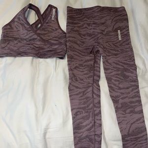 gymshark purple zebra print set! size medium